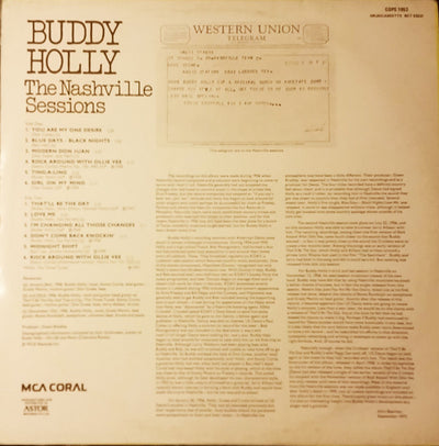 Buddy Holly - The Nashville Sessions Vinyl LP (Used)