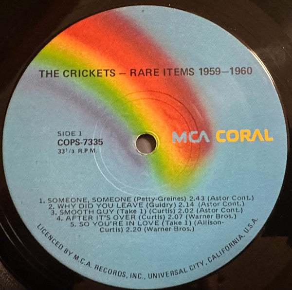 Crickets - Rare Items 1959-60 Vinyl LP (Used)