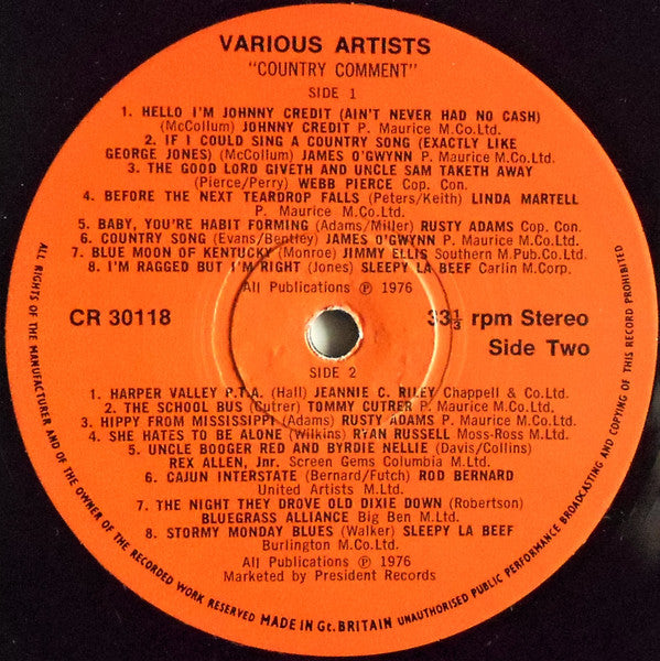 Various Artists - Country Comment Vinyl LP (Used)