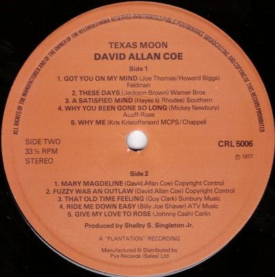 David Allan Coe - Texas Moon Vinyl LP (Used)