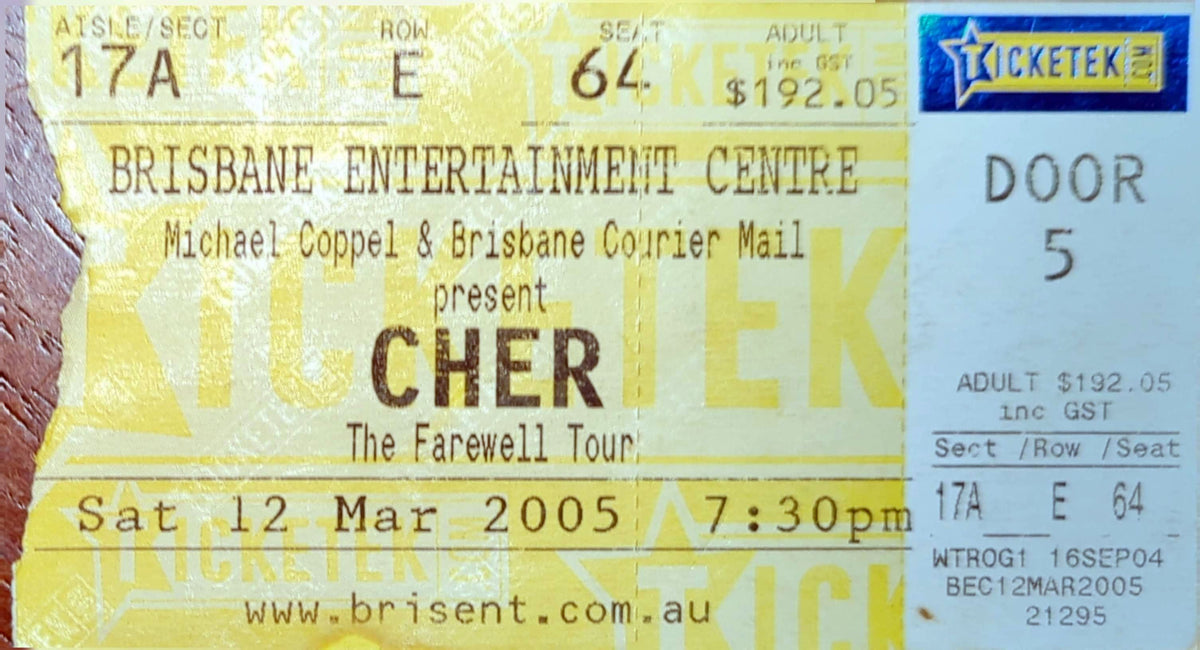 Cher - 2005 Original Vintage Concert Ticket Seat #E64