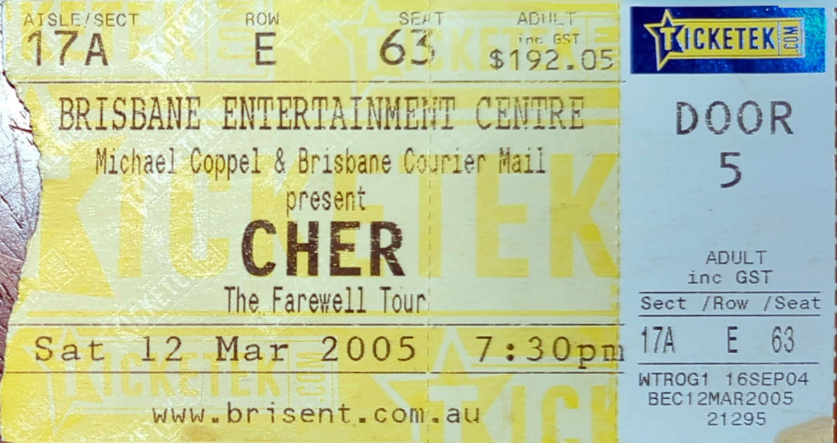 Cher - 2005 Original Vintage Concert Ticket Seat #E63
