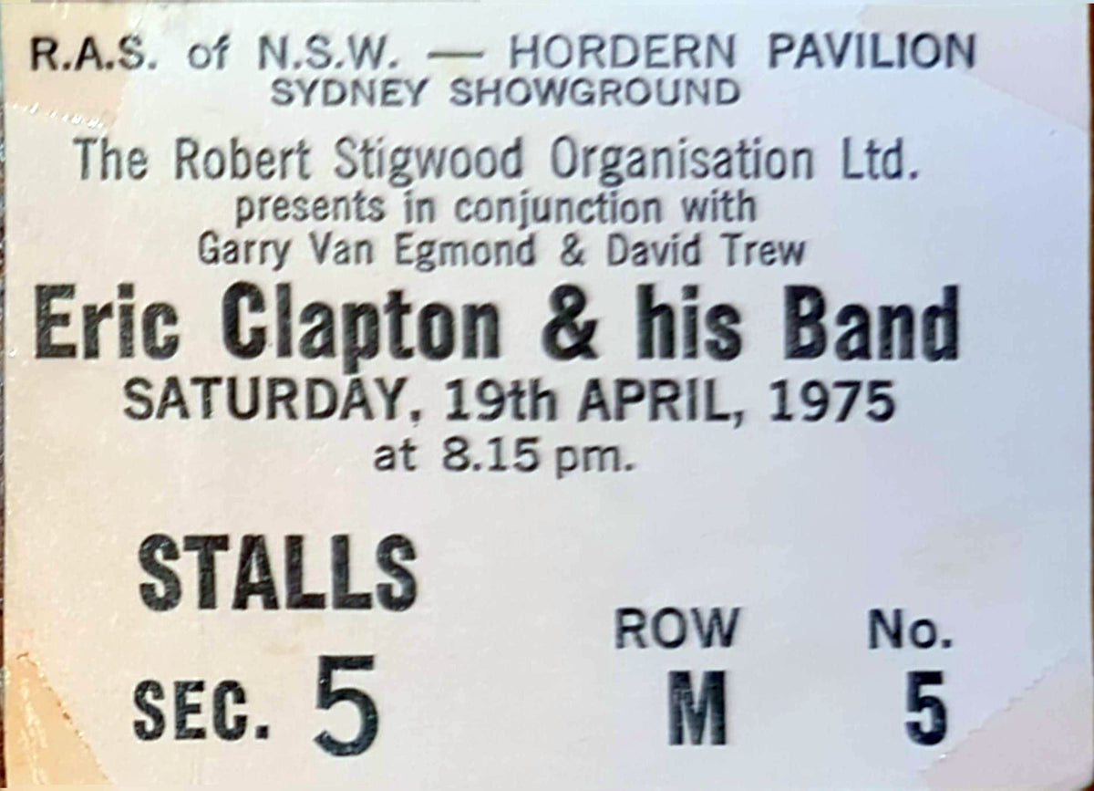 Eric Clapton - 1975 Original Vintage Concert Ticket Seat #M5