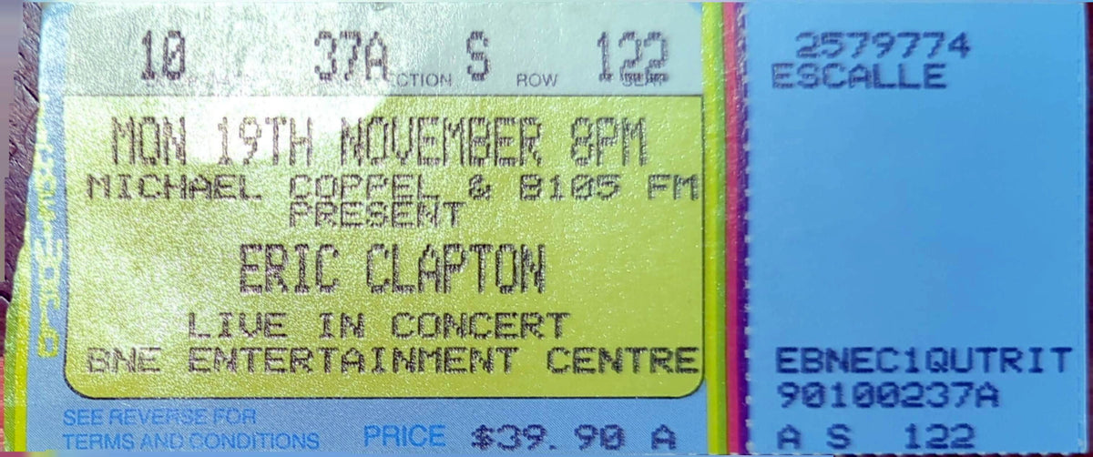 Eric Clapton - 1990 Original Vintage Concert Ticket Seat #S122