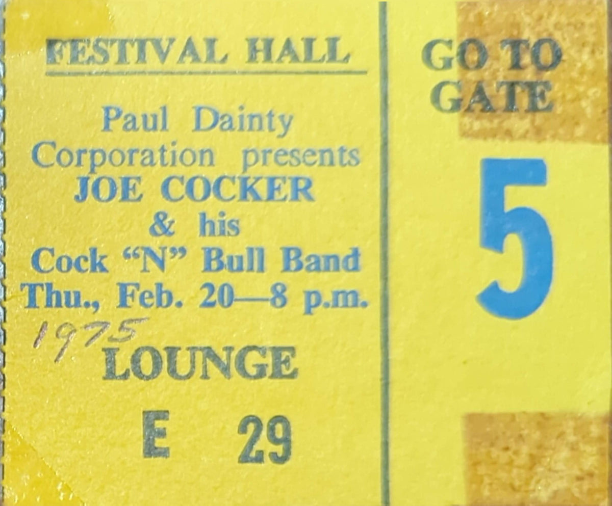 Joe Cocker - 1975 Original Vintage Concert Ticket Seat #E29