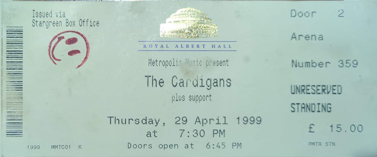 Cardigans - 1999 Original Vintage Concert Ticket Seat #359