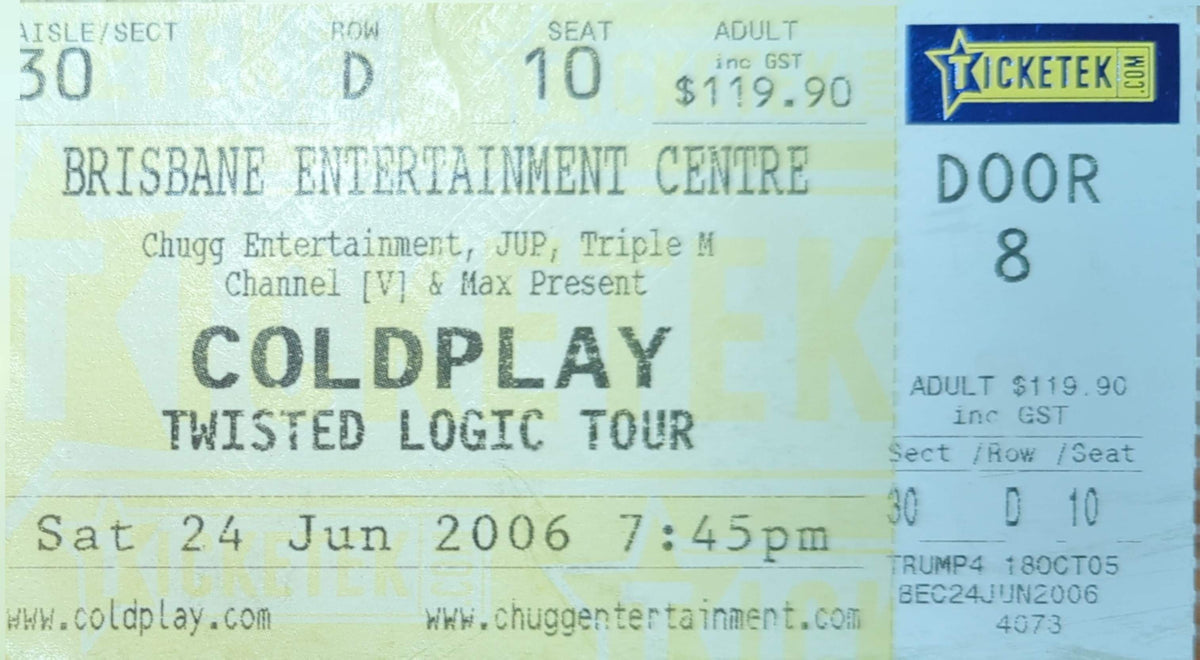 Coldplay - 2006 Original Vintage Concert Ticket Seat #D10
