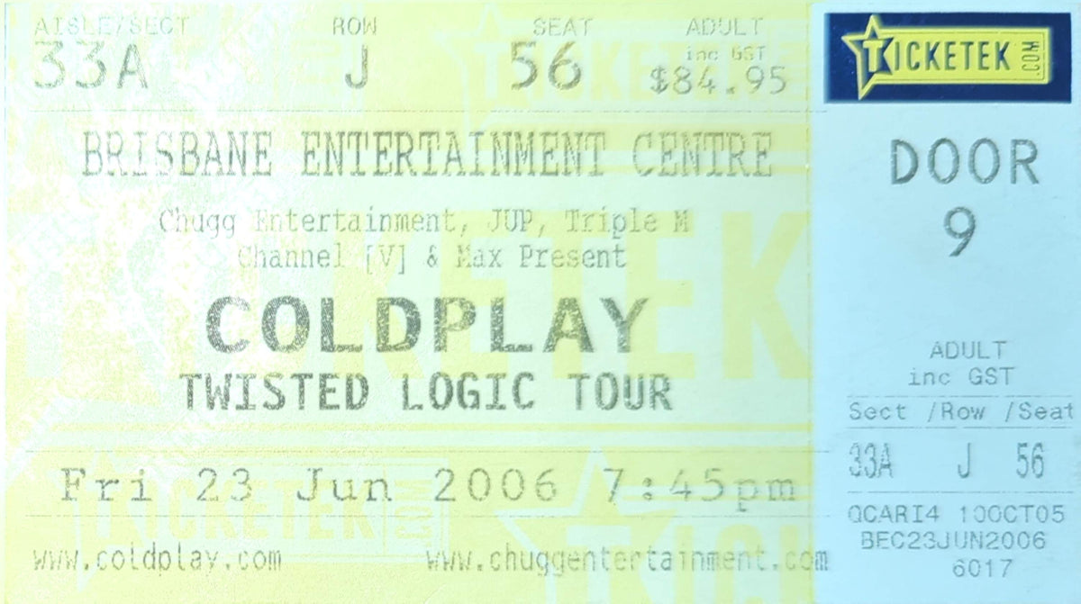 Coldplay - 2006 Original Vintage Concert Ticket Seat #J56