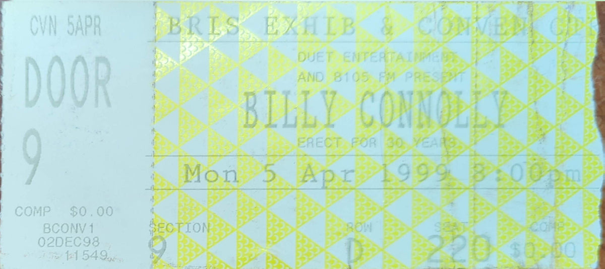 Billy Connolly - 1999 Original Vintage Concert Ticket Seat #D220