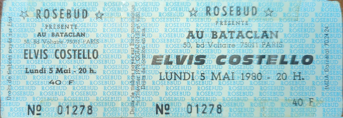 Elvis Costello - 1980 Original Vintage Concert Ticket Seat #1278