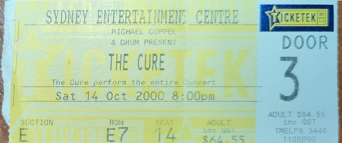 Cure - 2000 Original Vintage Concert Ticket Seat #E714