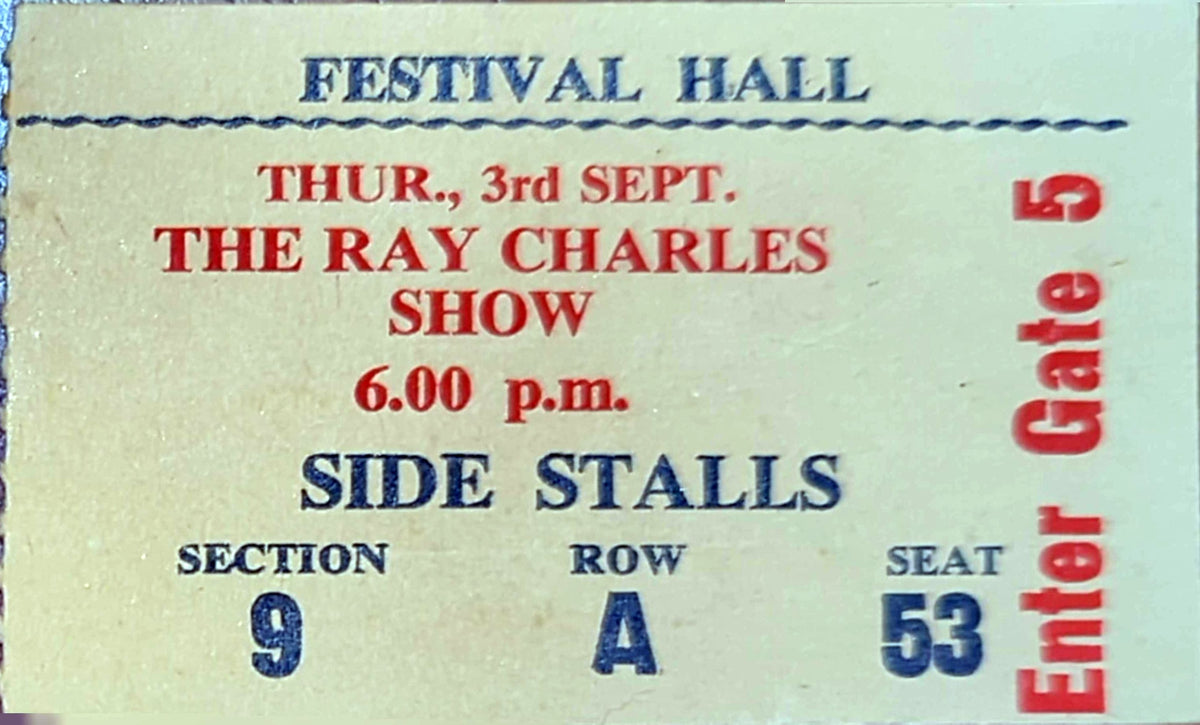 Ray Charles Show - 1964 Original Vintage Concert Ticket Seat #A53