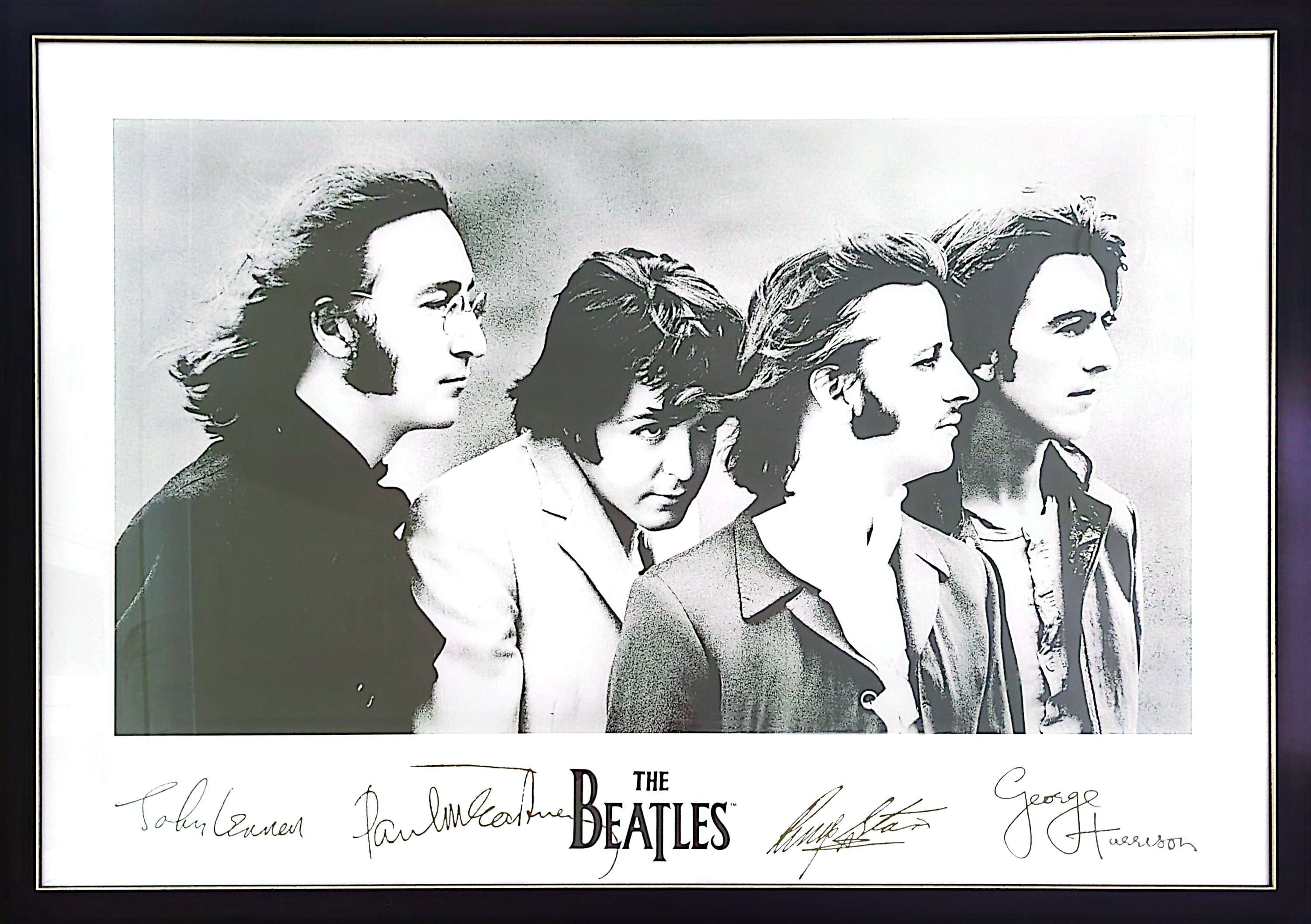 Beatles - Beatles With Printed Signatures Large 95 x 66cm Framed Poster