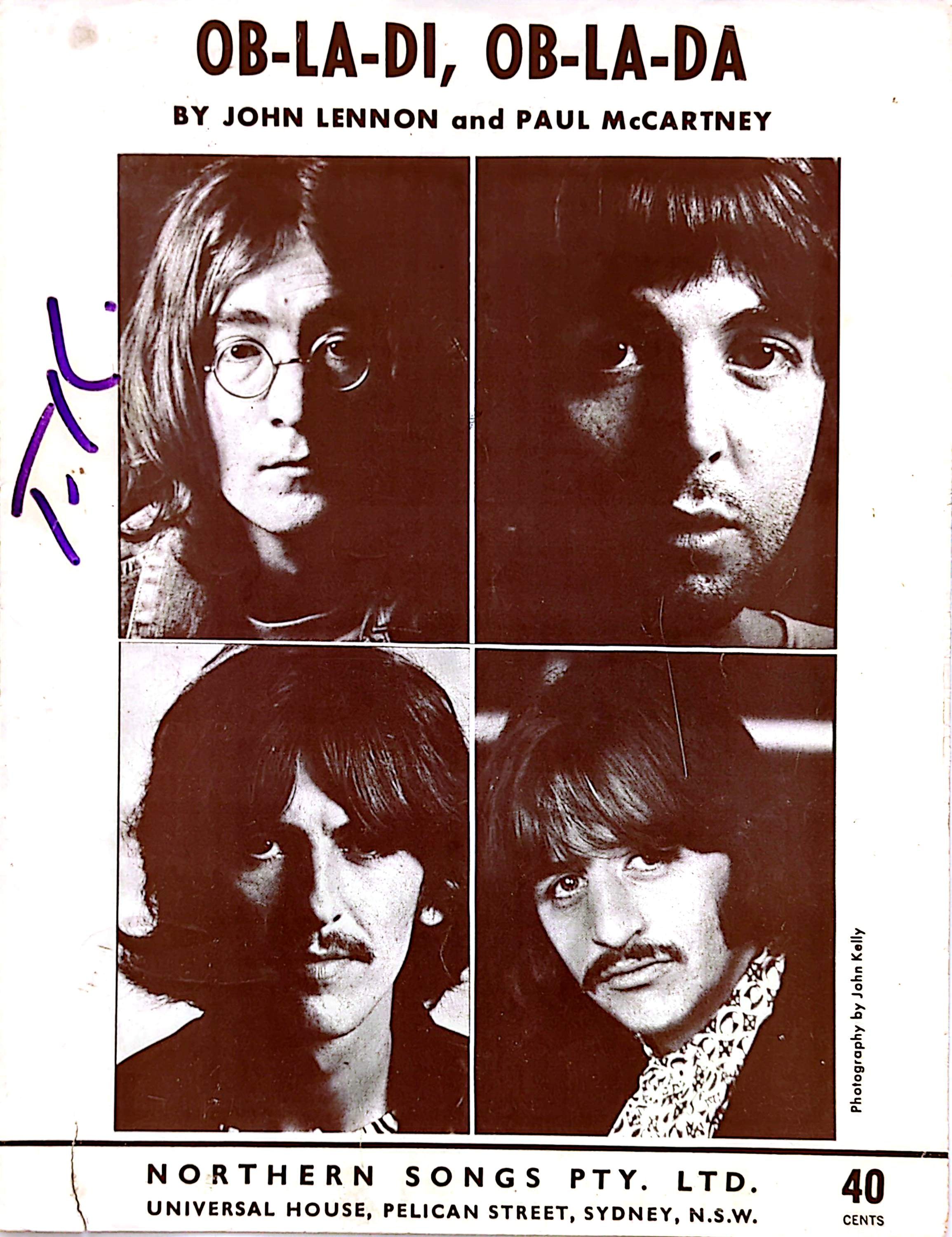 Beatles - Ob-La-Di Ob-La-Da Vintage Sheet Music 1968