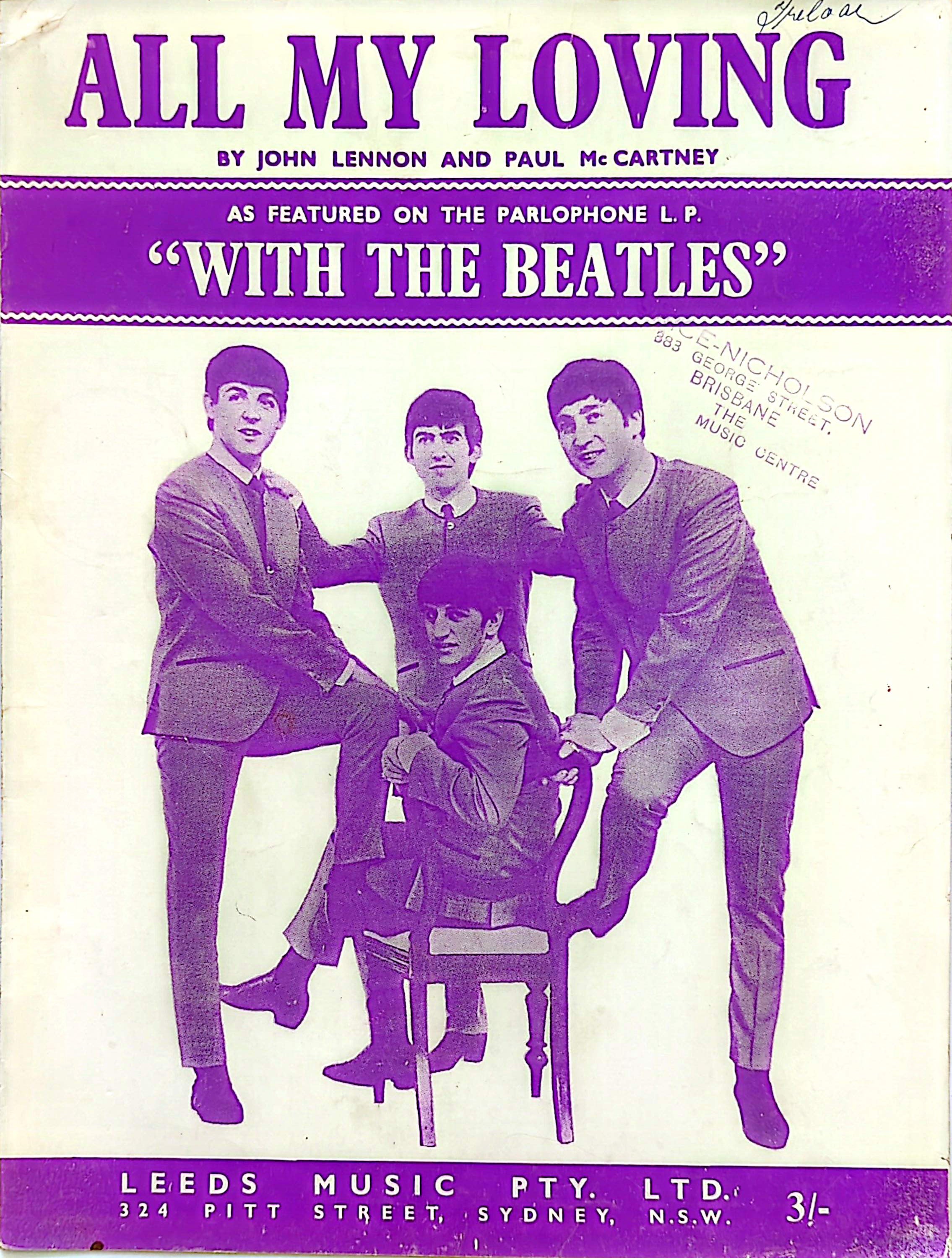 Beatles - All My Loving 1963 Vintage Sheet Music