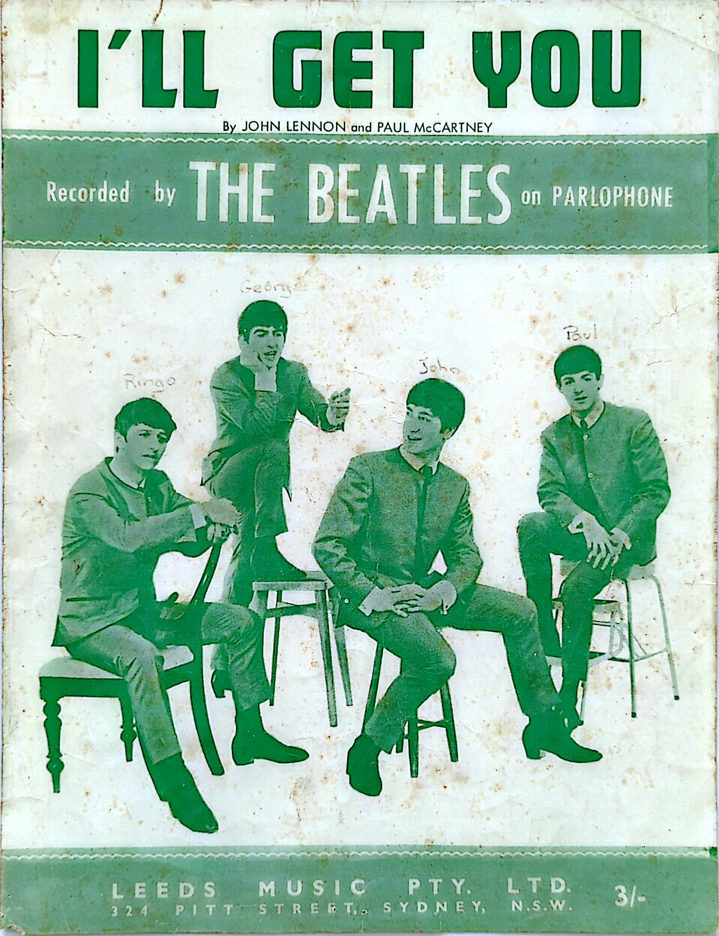 Beatles - I'll Get You 1963 Vintage Sheet Music