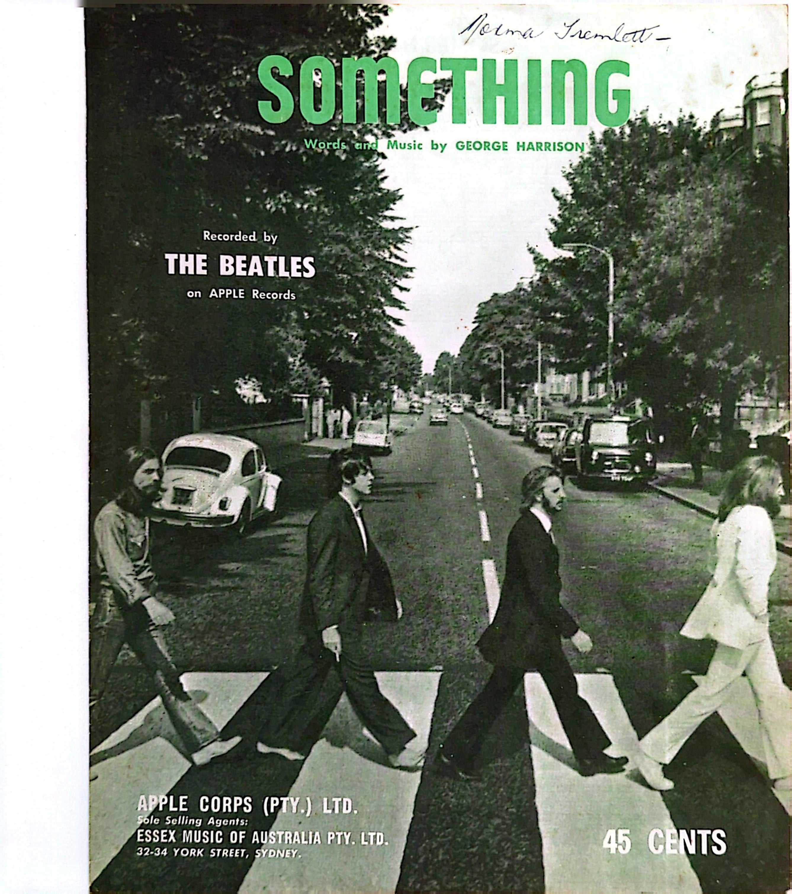 Beatles - Something 1969 Vintage Sheet Music