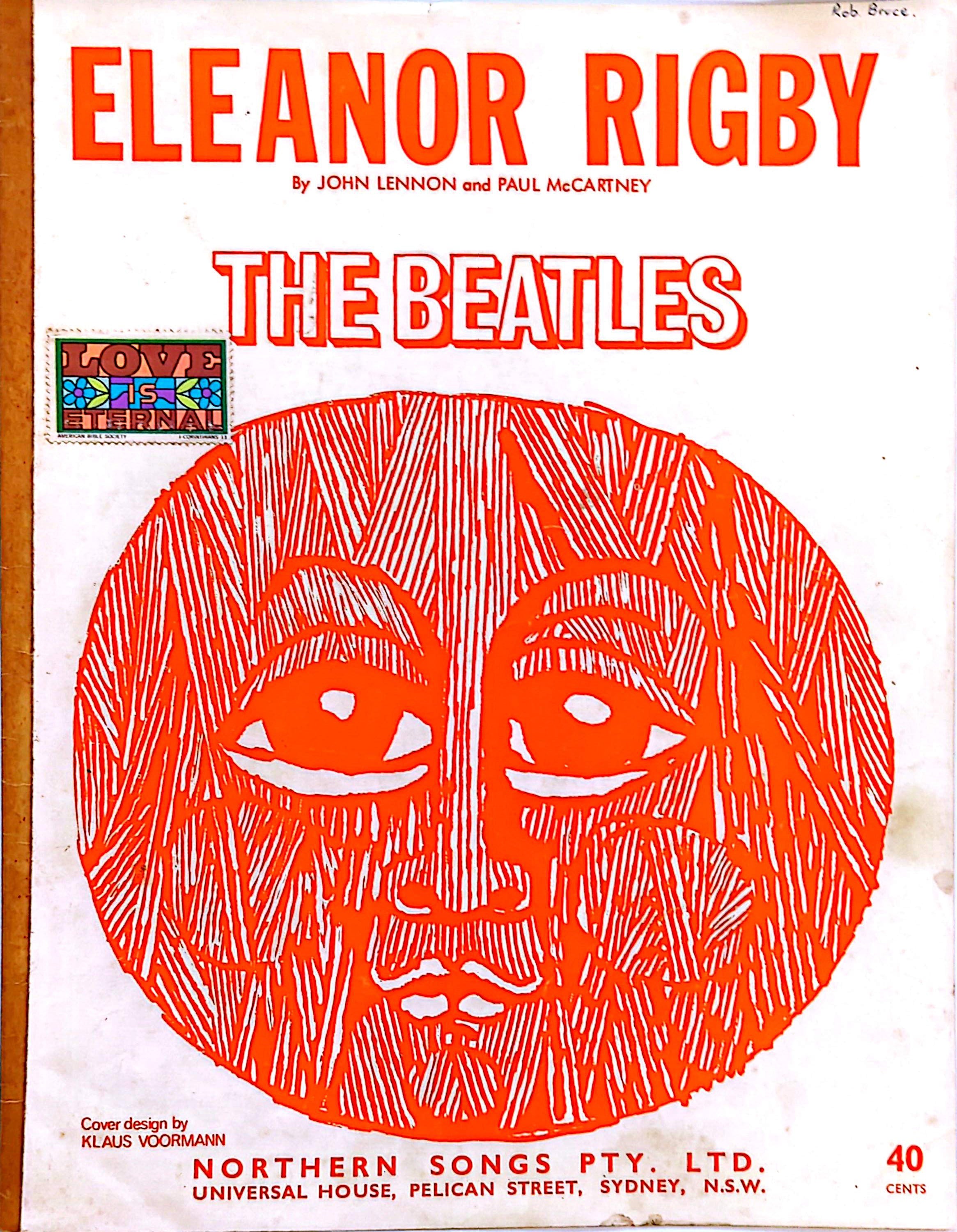 Beatles - Eleanor Rigby 1966 Vintage Sheet Music