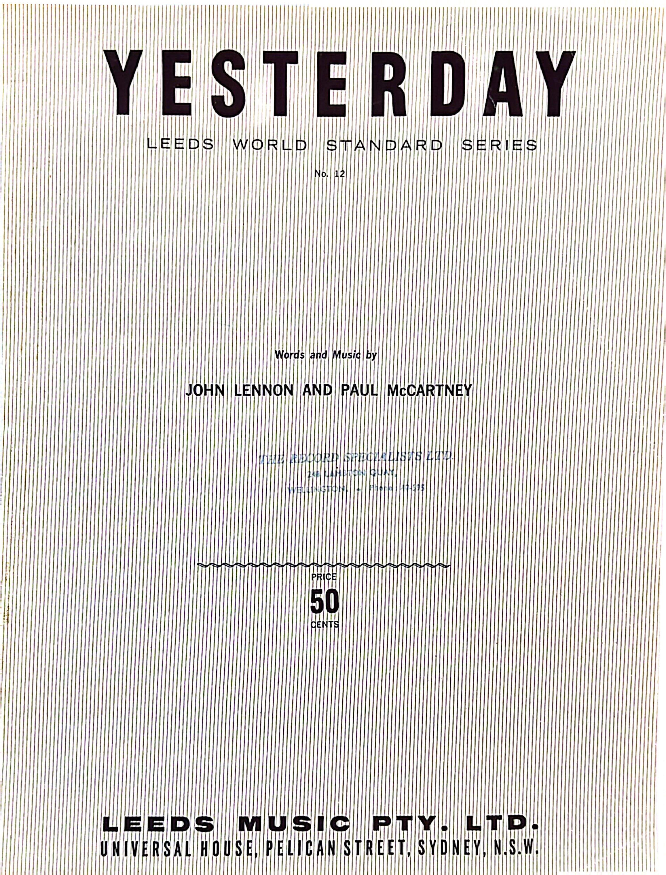 Beatles - Yesterday 1965 Vintage Sheet Music