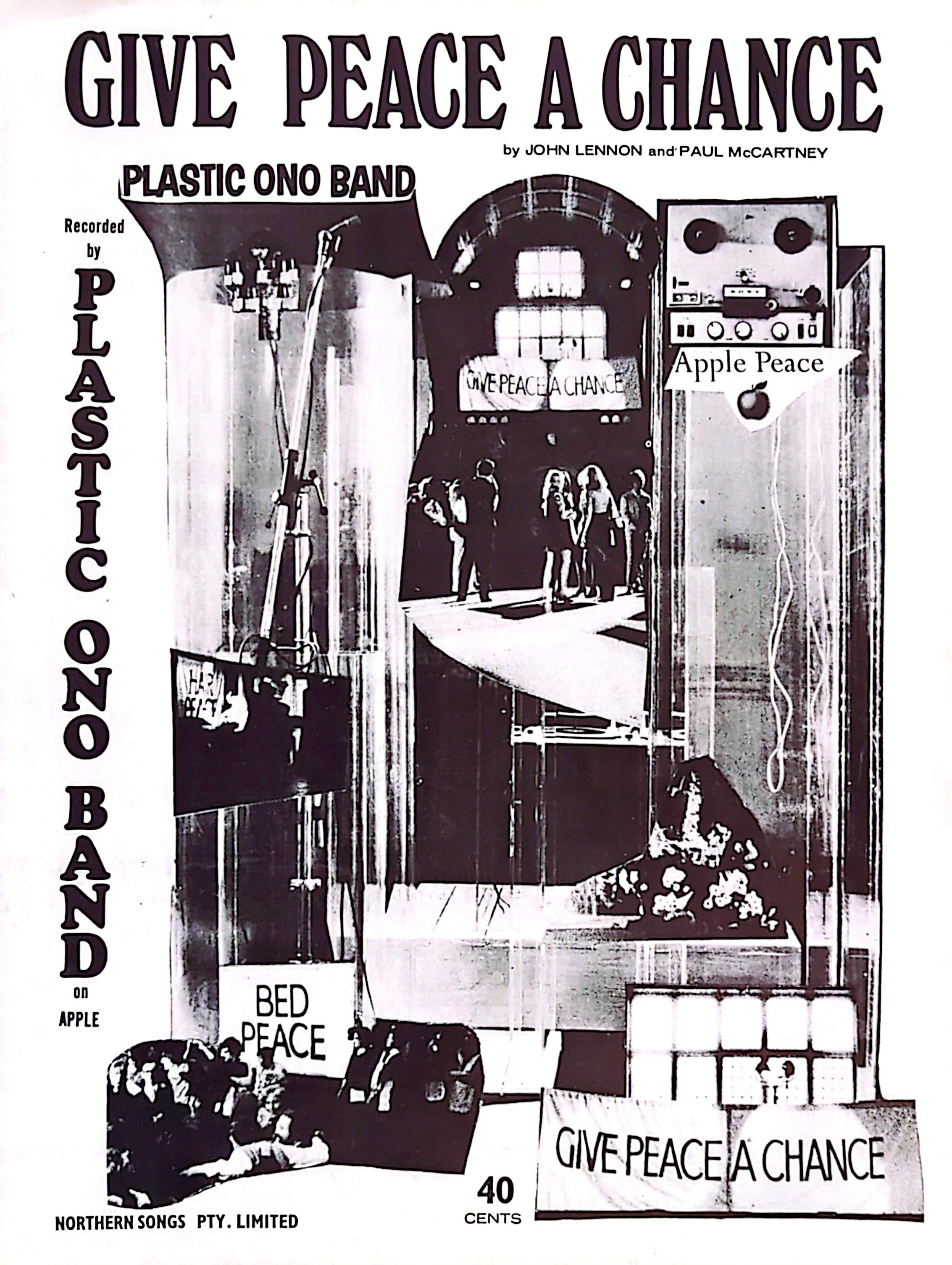 Plastic Ono Band - Give Peace A Chance 1969 NZ Vintage Sheet Music