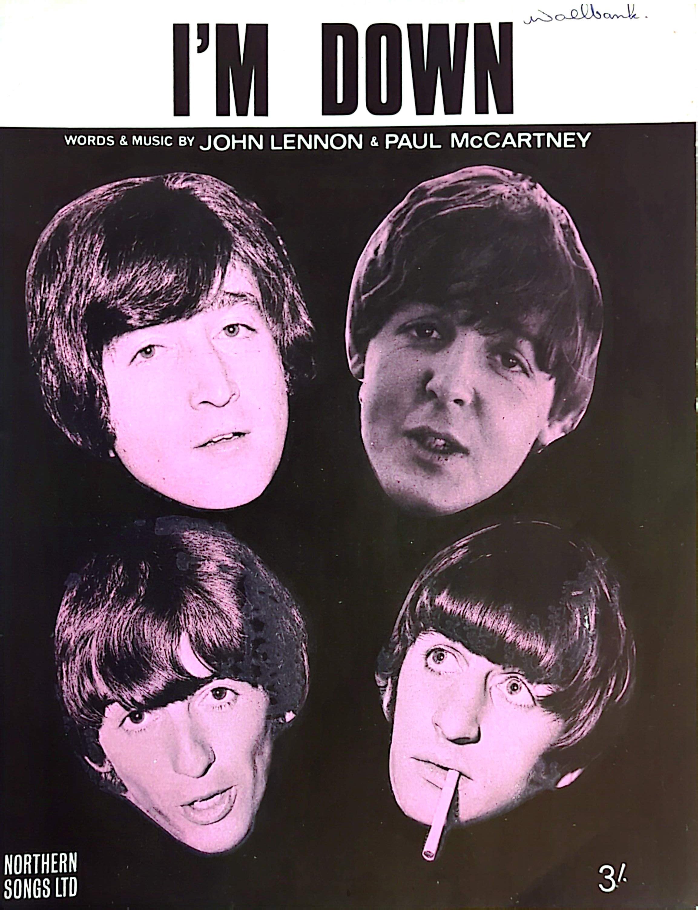 Beatles - I'm Down 1965 UK Vintage Sheet Music