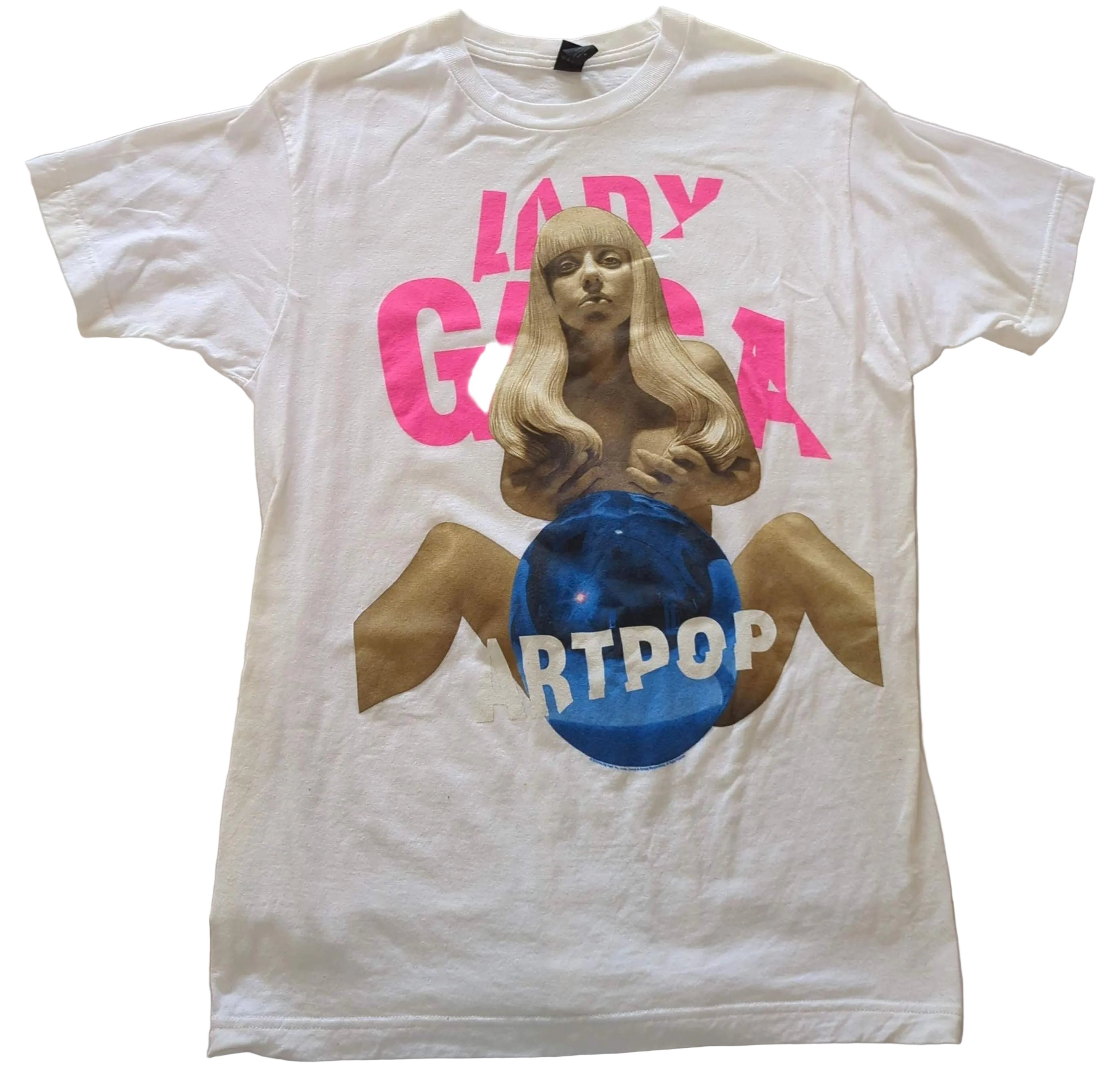 Lady Gaga - ArtRAVE: The Artpop Ball Tour 2014 Original Vintage Concert T-Shirt White Size M Pink Writing