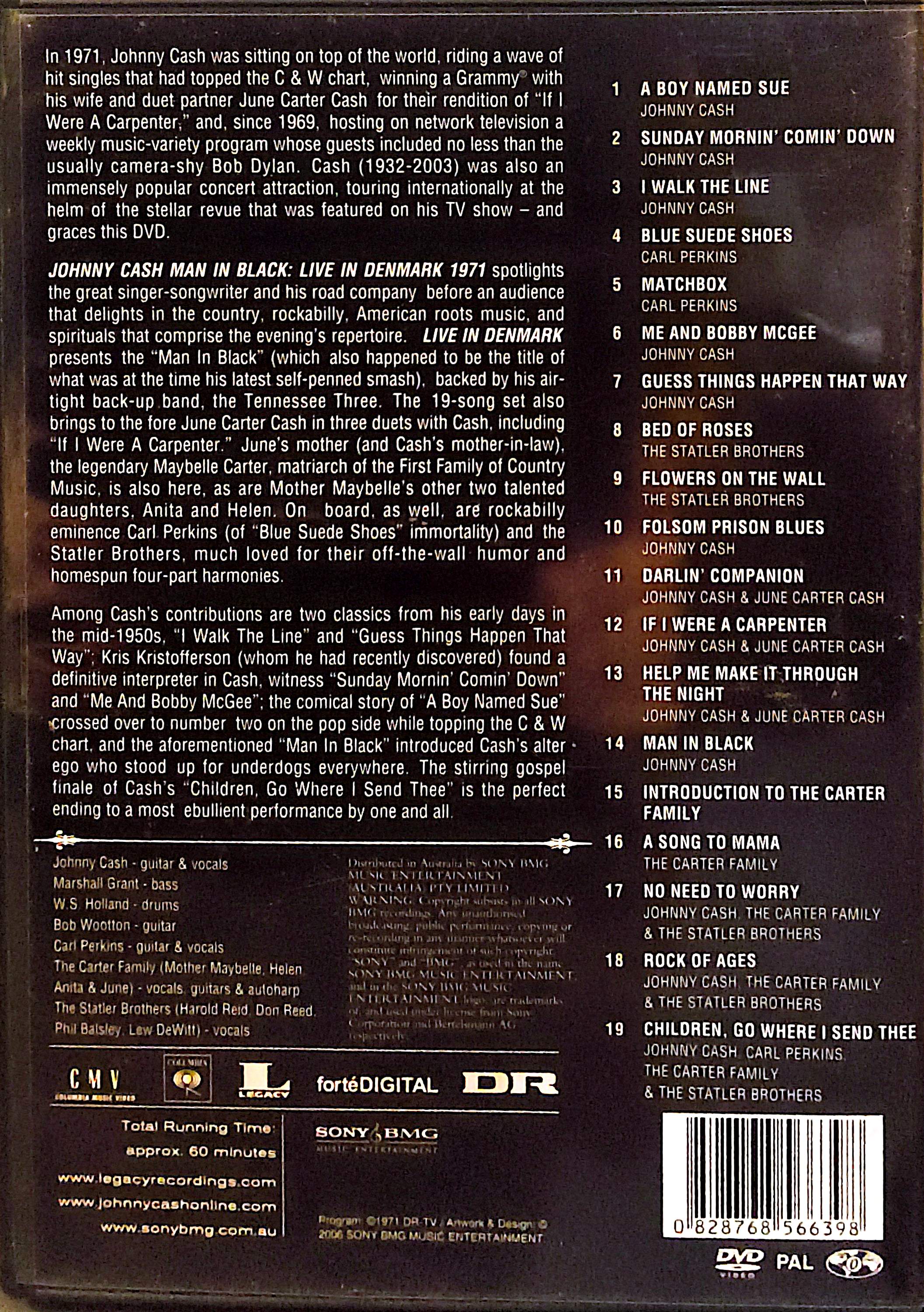 Johnny Cash - Man In Black Live In Denmark 1971 DVD
