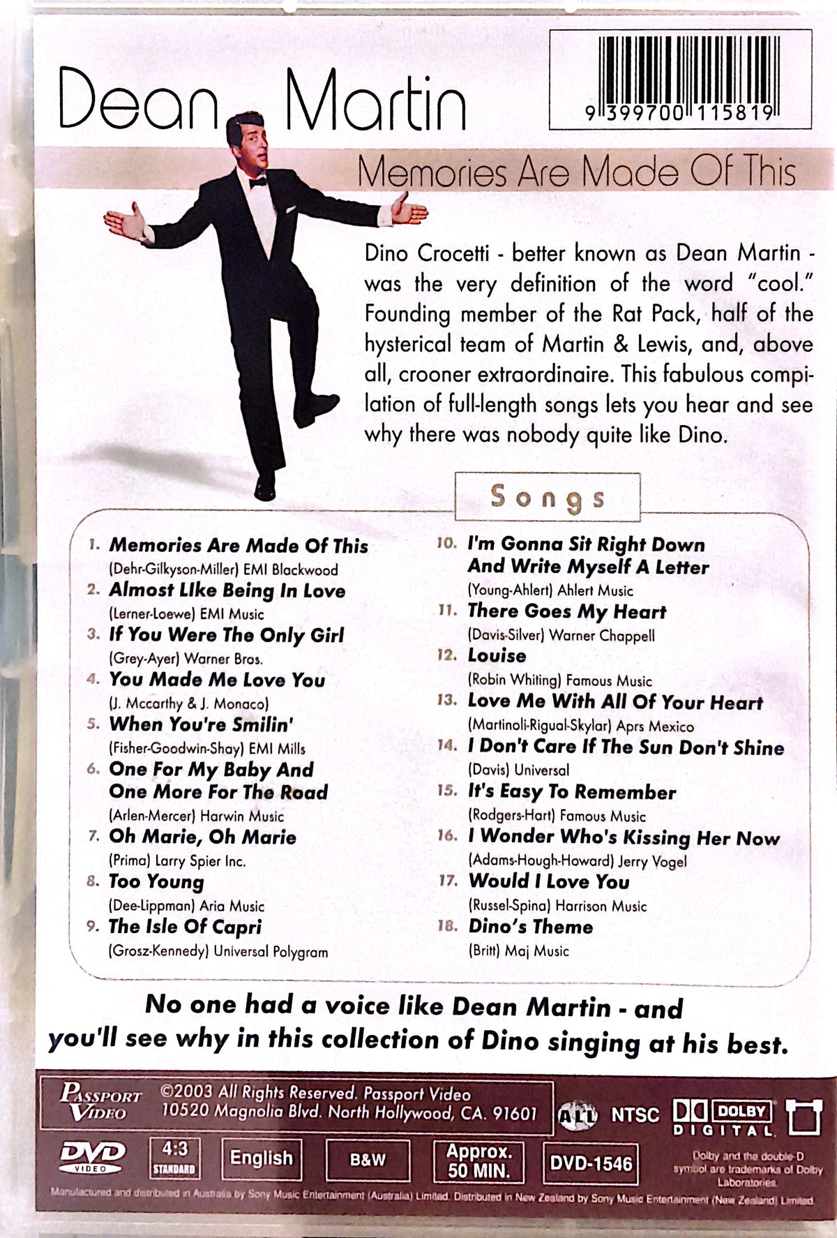 Dean Martin - Memories Are Made Of This DVD