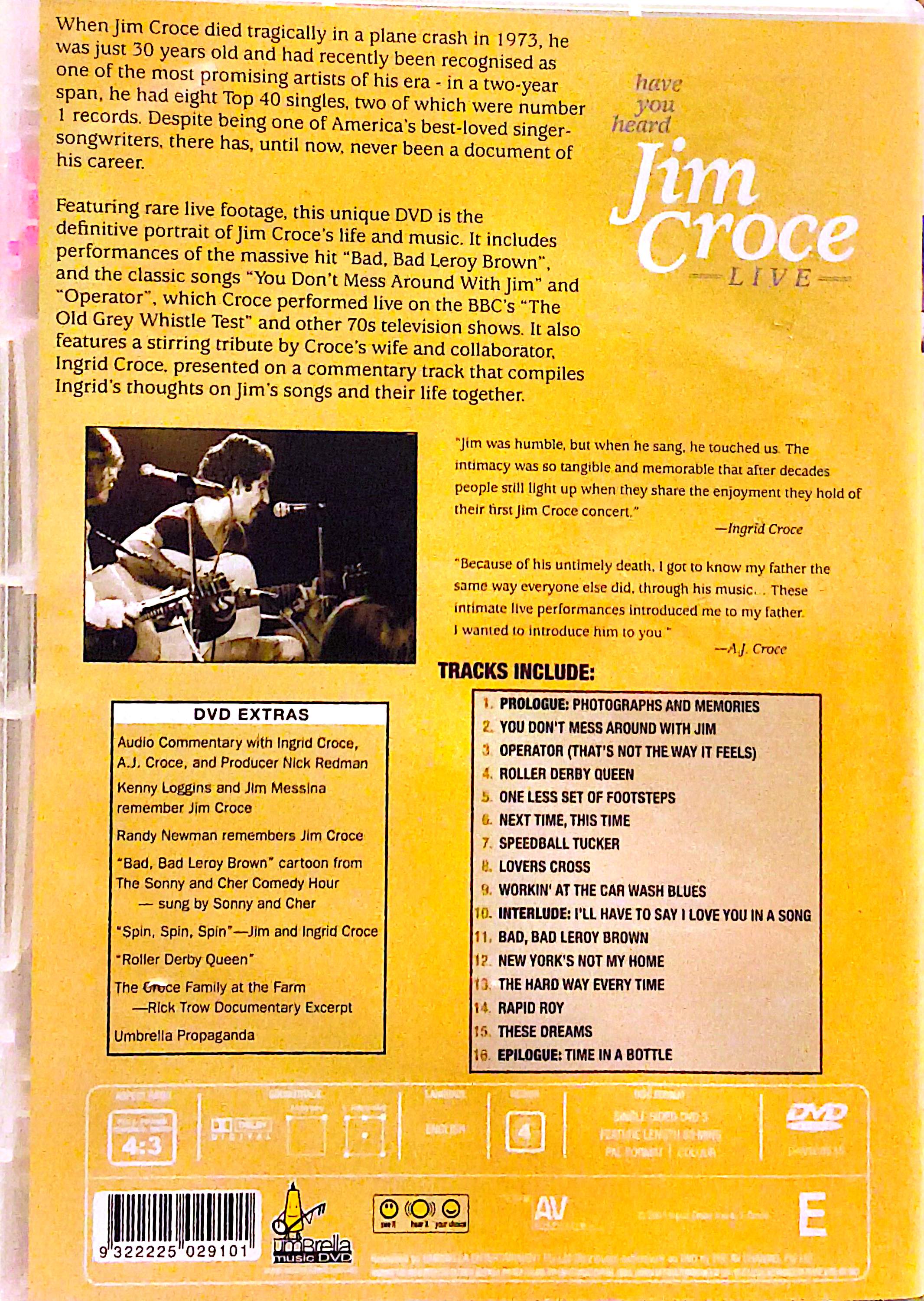 Jim Croce - Live DVD