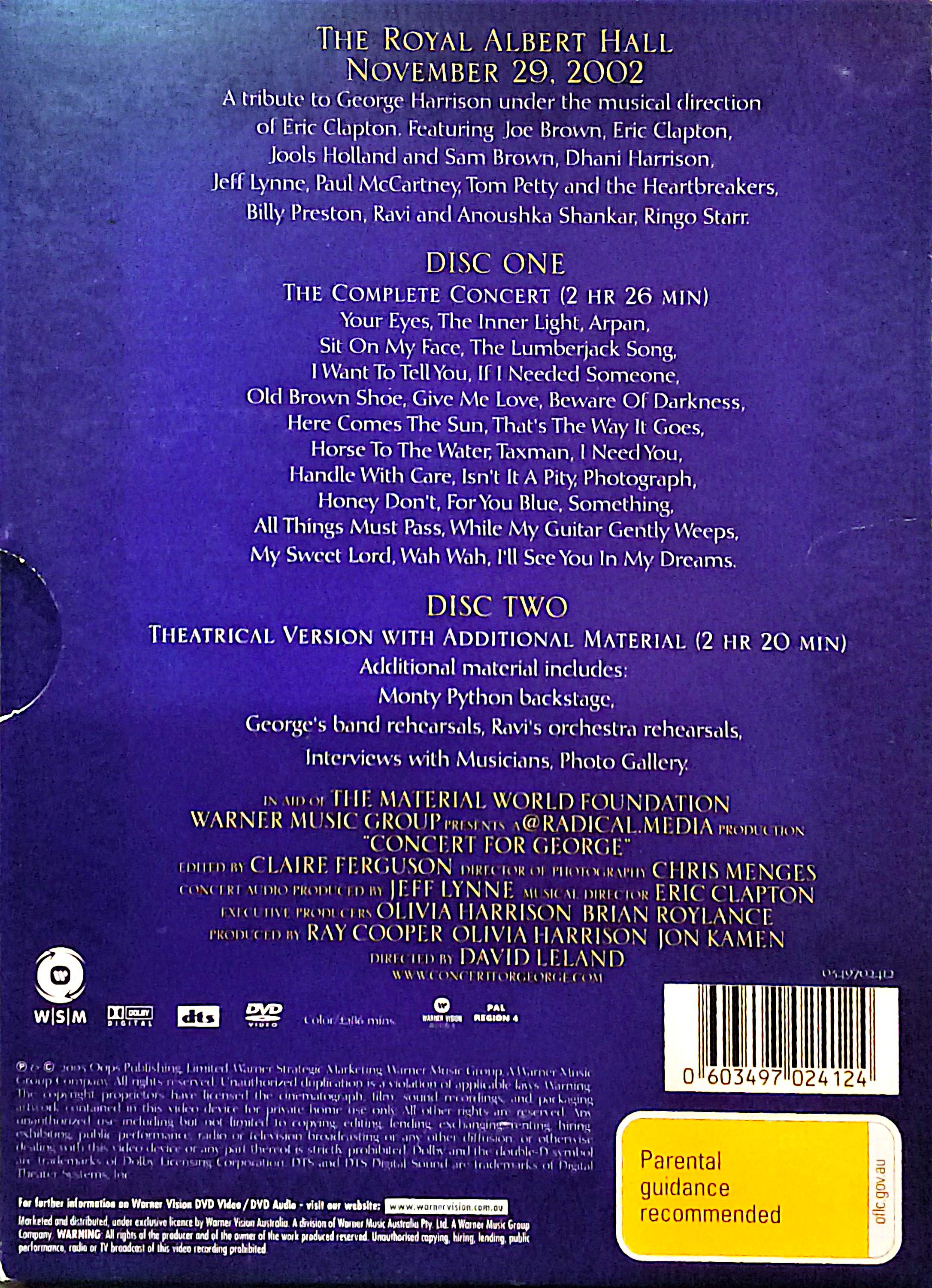 Various Artists - George Harrison Concert For George 2DVD