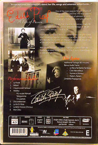 Edith Piaf - A Life Of Passion DVD