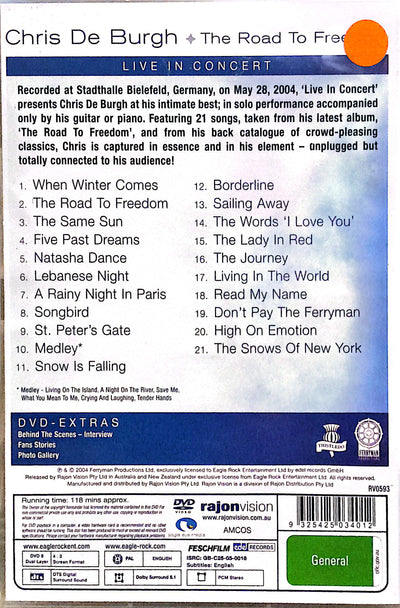 Chris De Burgh - The Road To Freedom Liove In Concert DVD