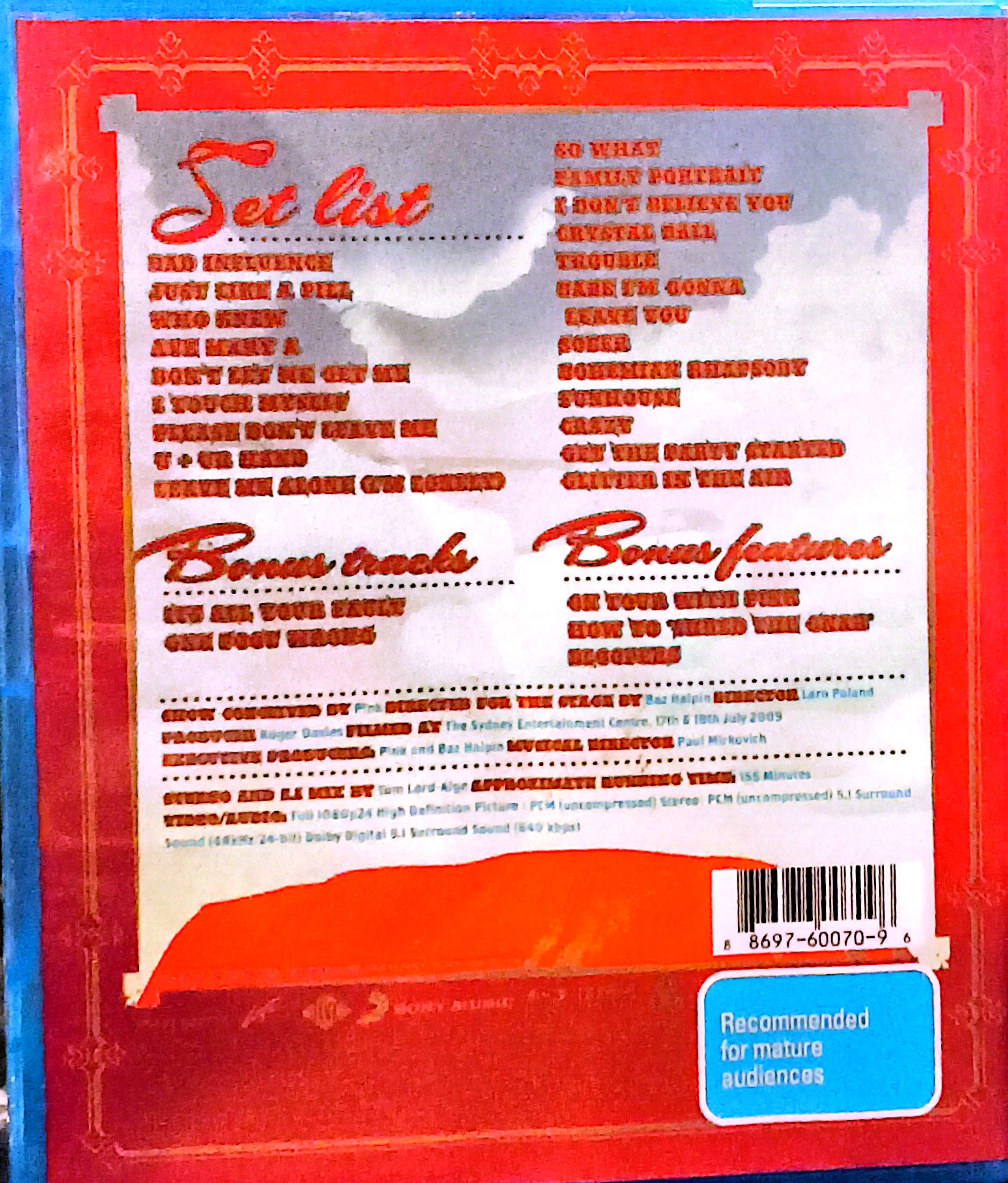 Pink - Live In Australia Blu-Ray