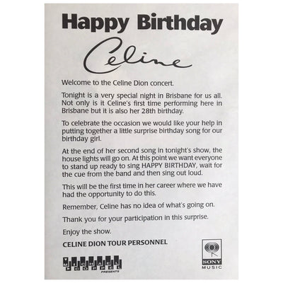 Celine Dion - 1996 Original Concert Tour Program