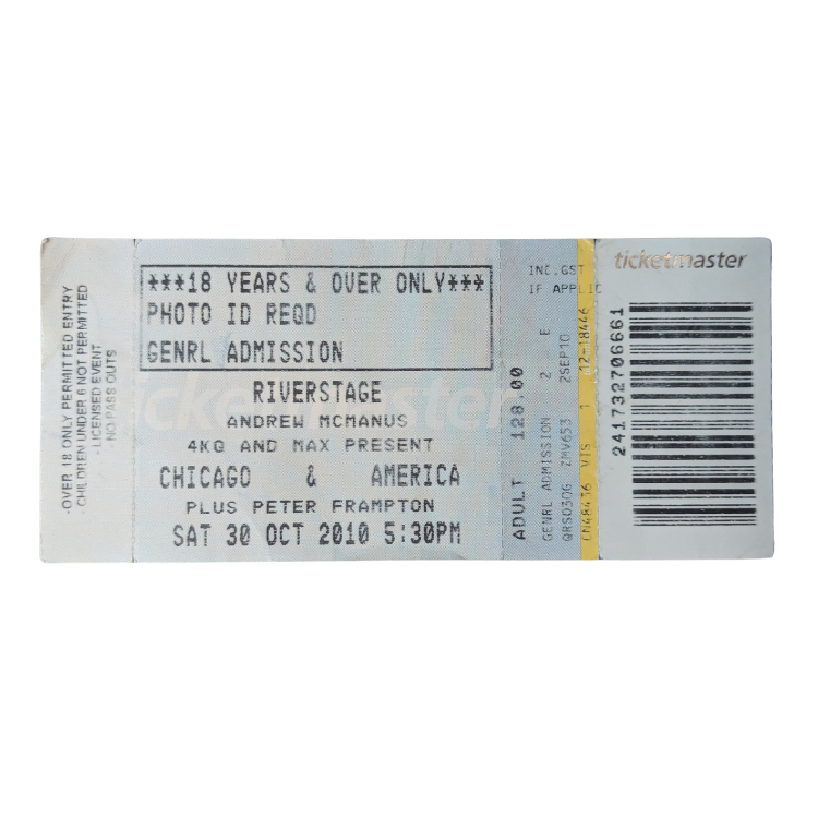 Chicago and America - 2010 Tour Original Vintage Concert Ticket