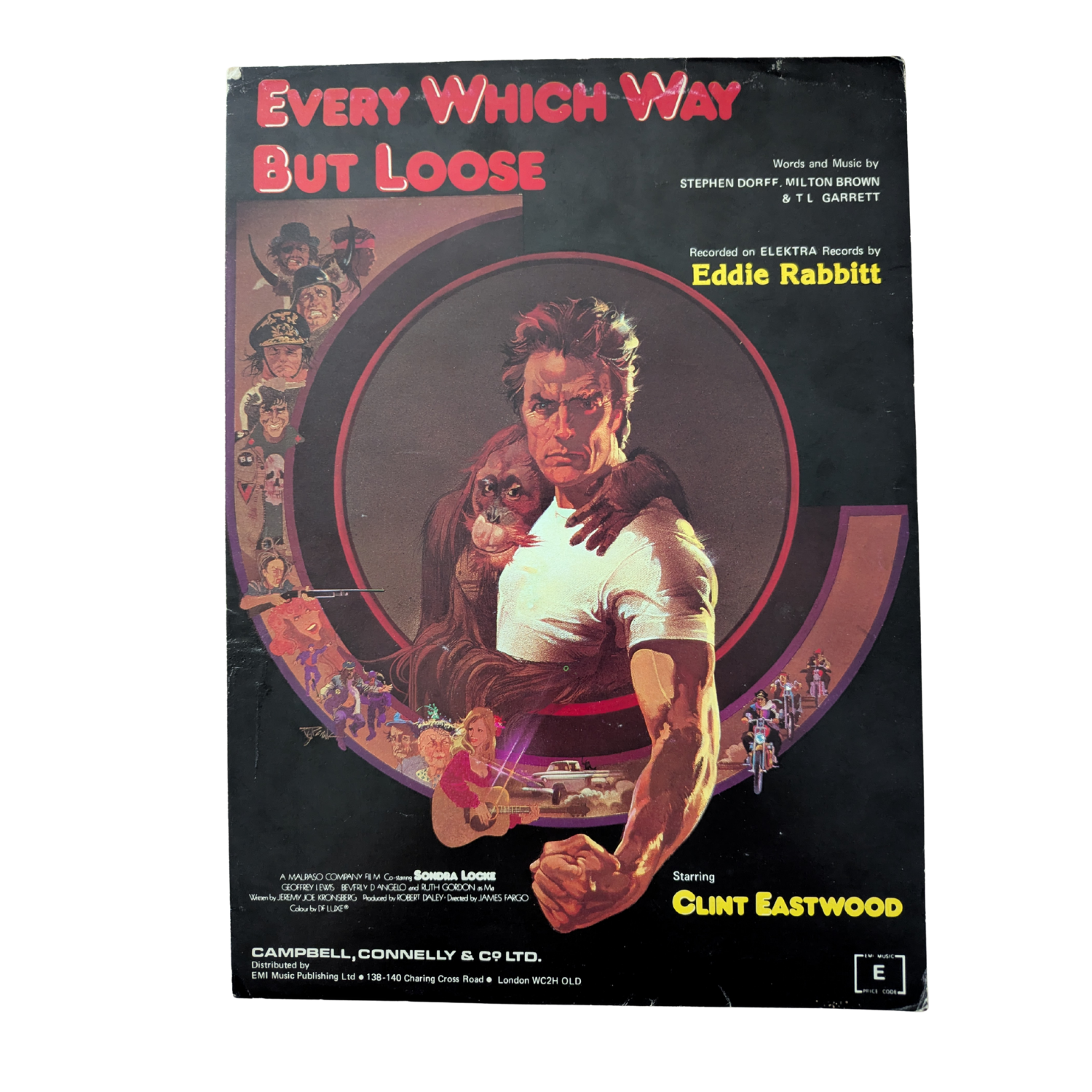 Clint Eastwood - Every Which Way But Loose Original Sheet Music (1978)