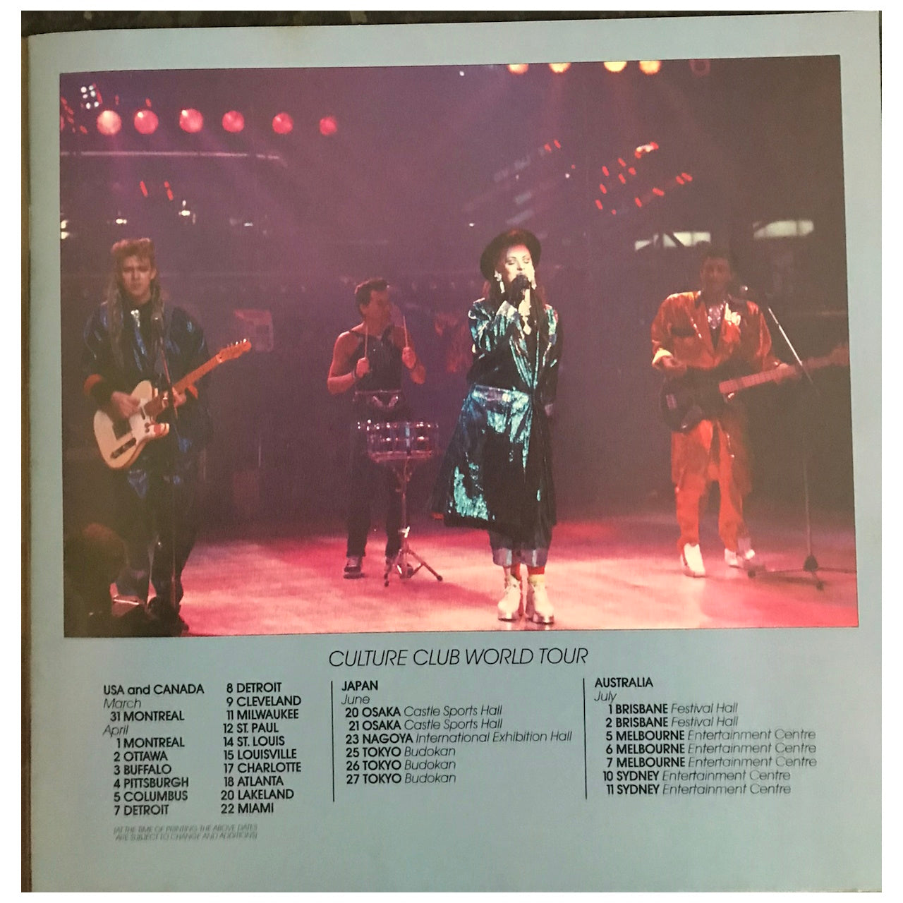 Culture Club - A Kiss Across The Ocean 1984 Original Concert Tour Program With Ticket