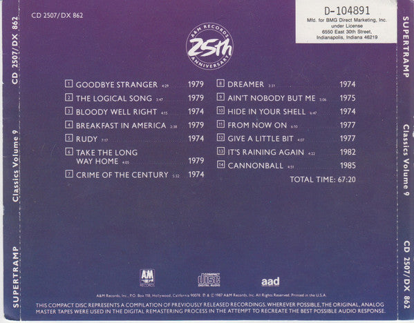 Supertramp - Classics Volume 9 CD