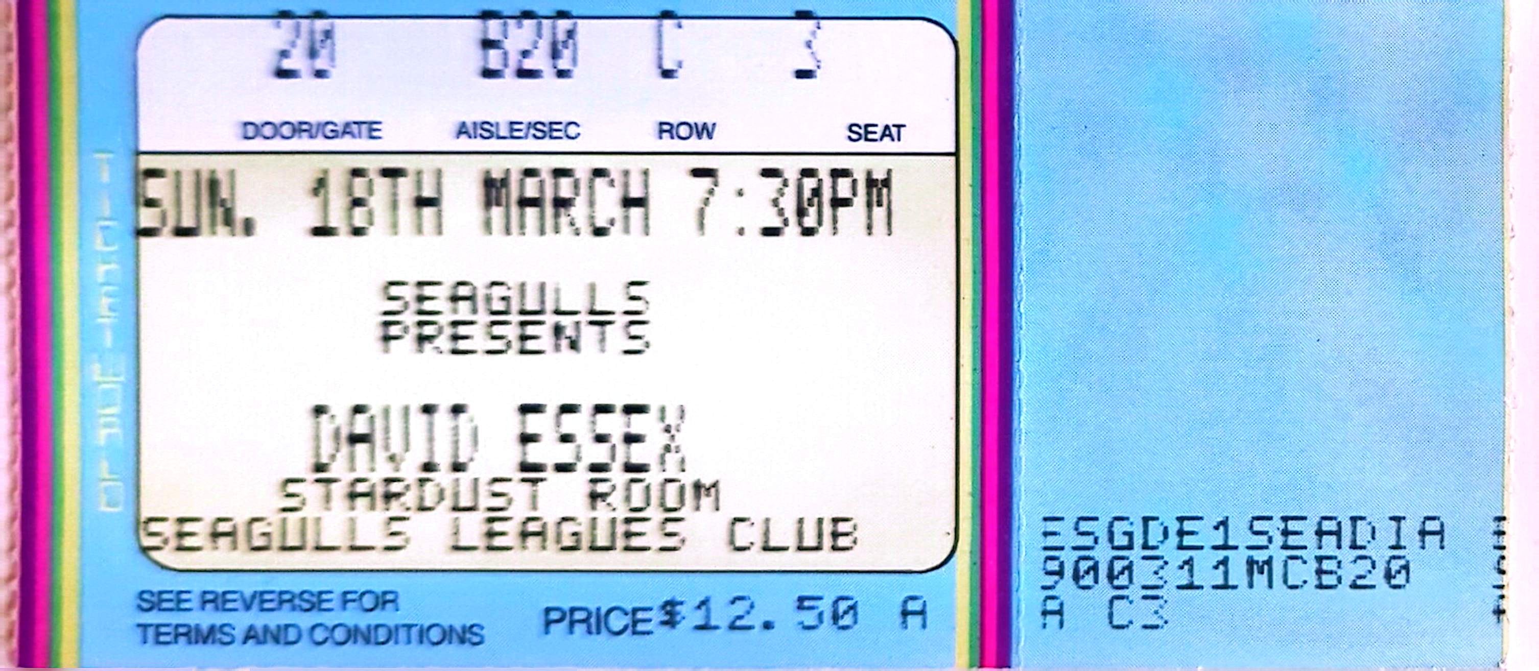 David Essex - 1990 Original Vintage Concert Ticket Seat 3