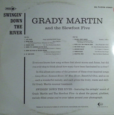Grady Martin & The Slewfoot Five - Swingin' Down The River Vinyl LP (Used)
