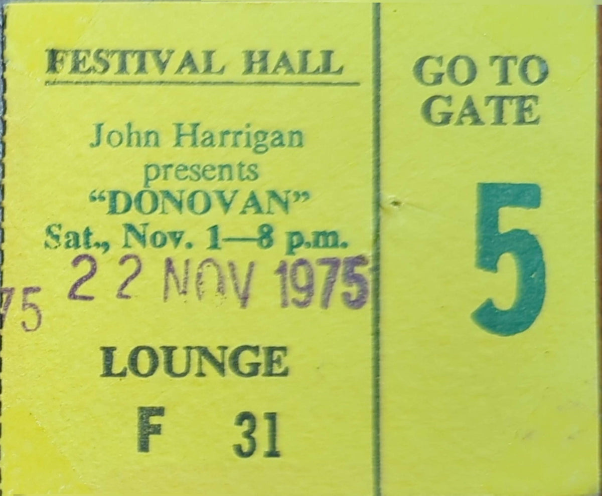 Donovan - 1975 Original Vintage Concert Ticket Seat #F31