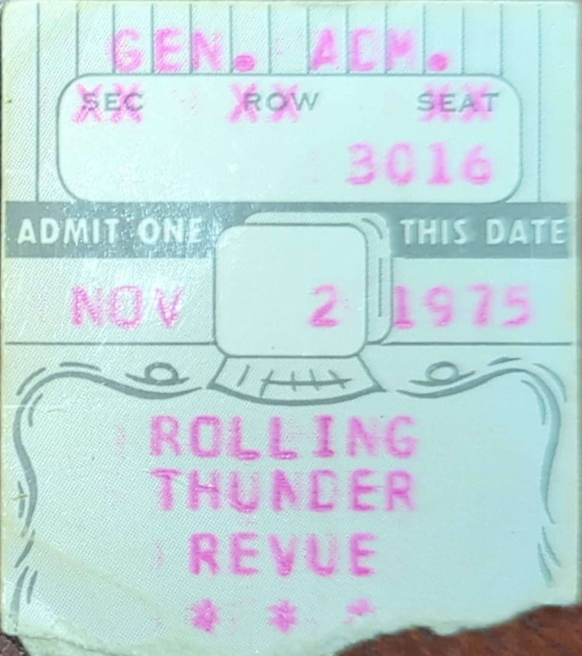 Rolling Thunder Revue - 1975 Original Vintage Concert Ticket