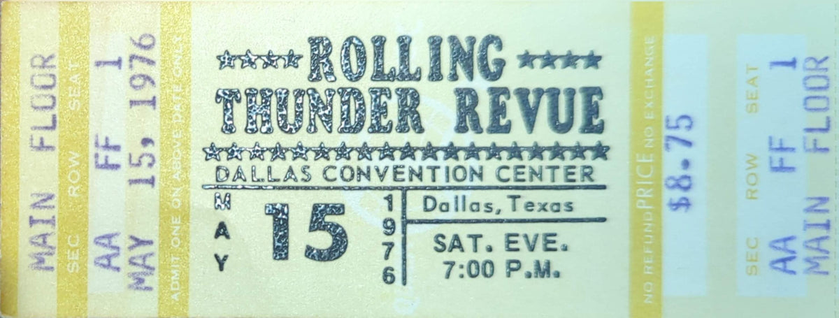 Rolling Thunder Revue - 1976 Original Vintage Concert Ticket Seat #FF1