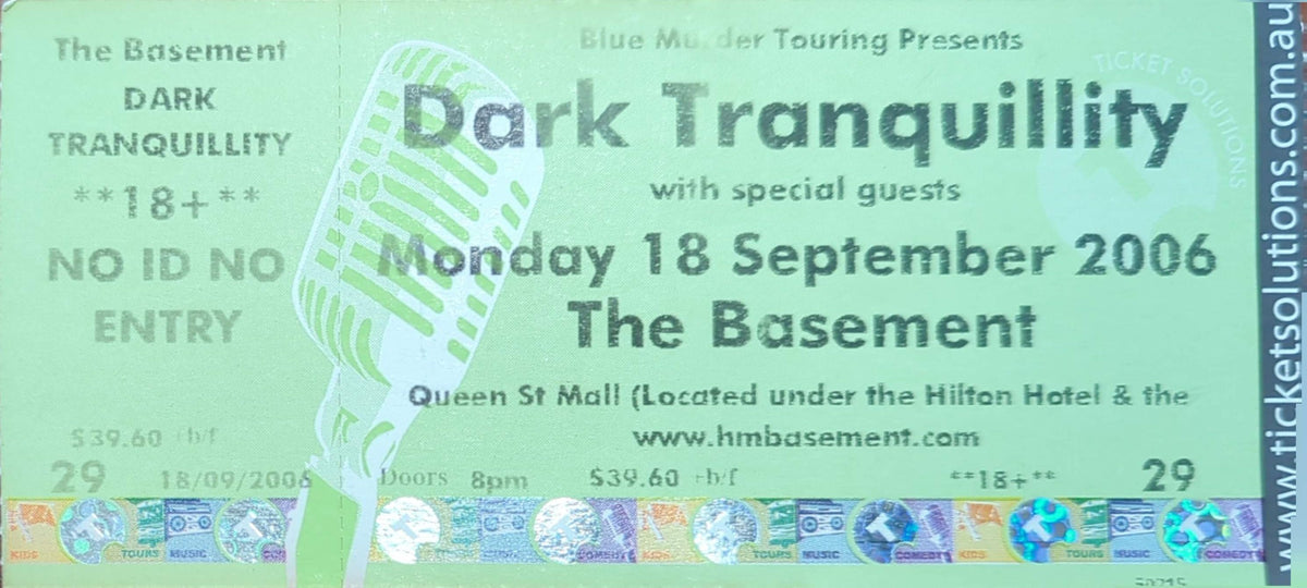 Dark Tranquility - 2006 Original Vintage Concert Ticket