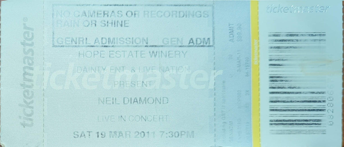 Neil Diamond - 2011 Original Vintage Concert Ticket