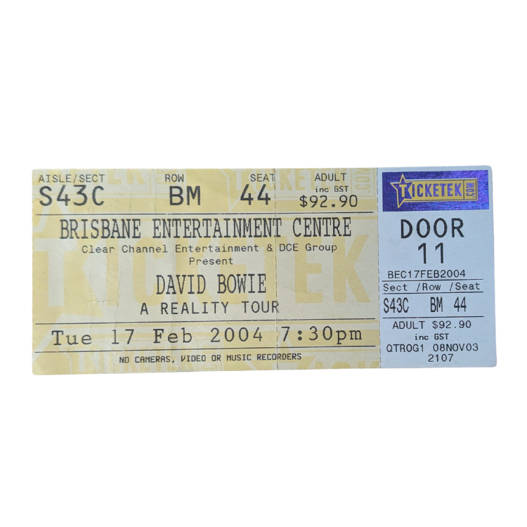 David Bowie - A Reality Tour 2004 Original Vintage Concert Ticket