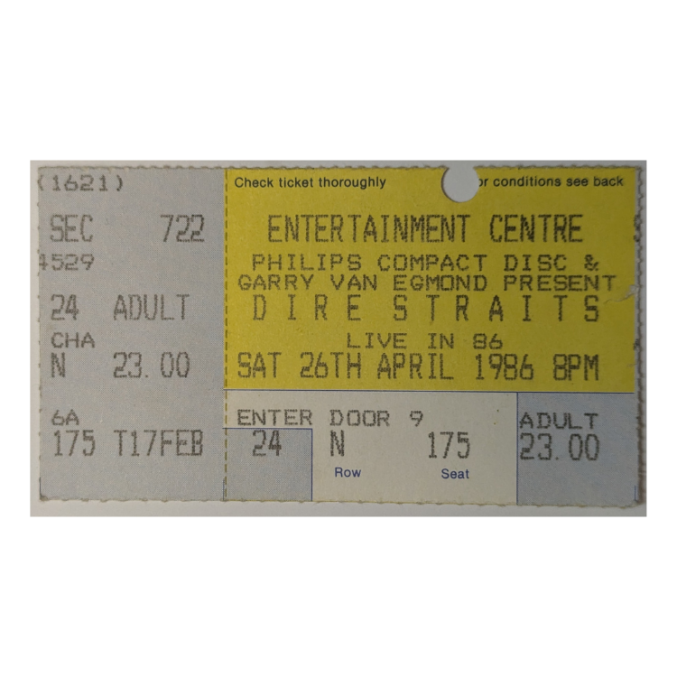 Dire Straits - Brothers In Arms Tour 1986 Original Vintage Concert Ticket