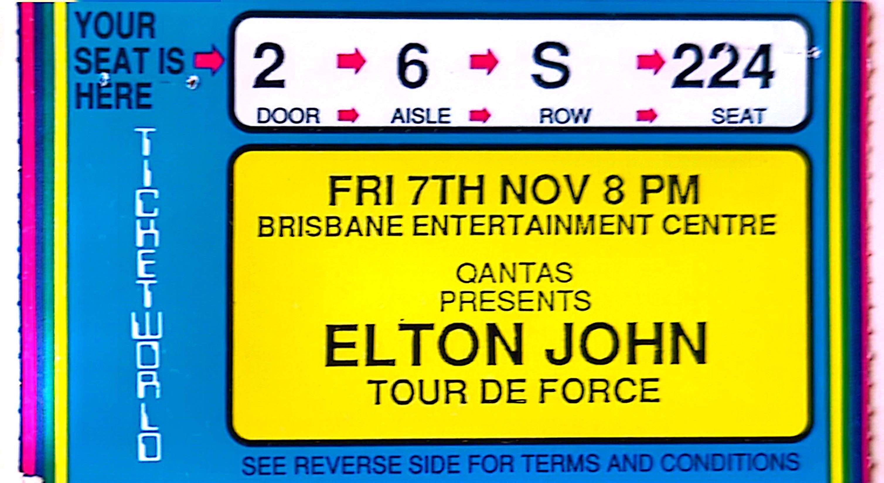 Elton John - 1986 Original Vintage Concert Ticket Seat 224