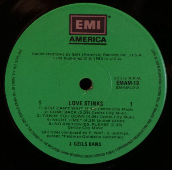 J. Geils Band - Love Stinks Vinyl LP (Used)