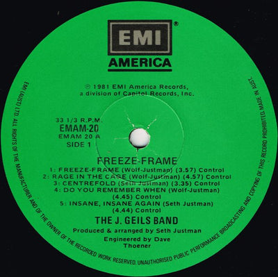 J. Geils Band - Freeze-Frame Vinyl LP (Used)